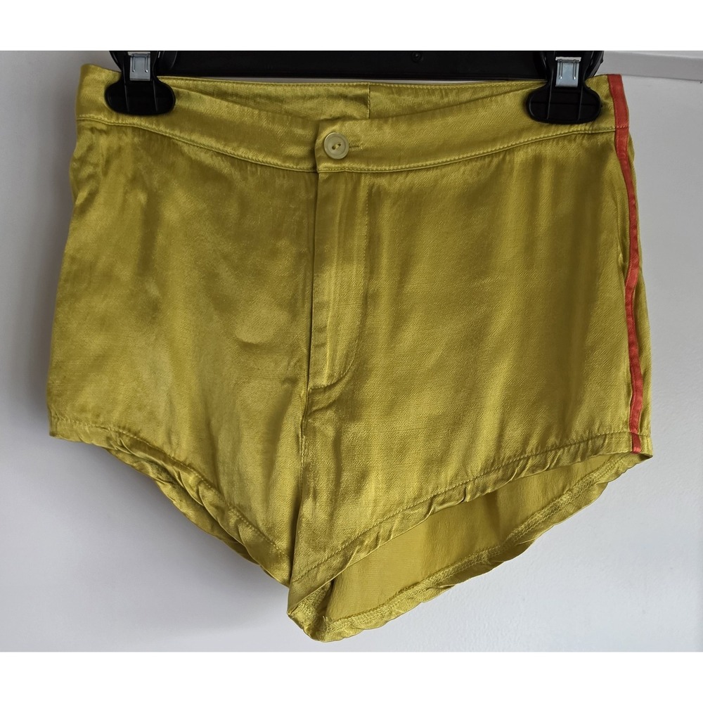 Rezek Women's Satin Hot Shorts Size S Gold Retro 70s Style Disco Era